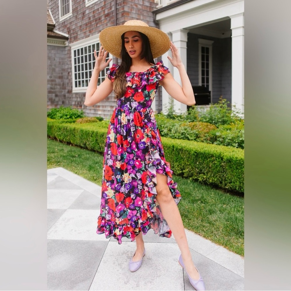 Ivy City Havana Floral Ruffle Maxi Dress